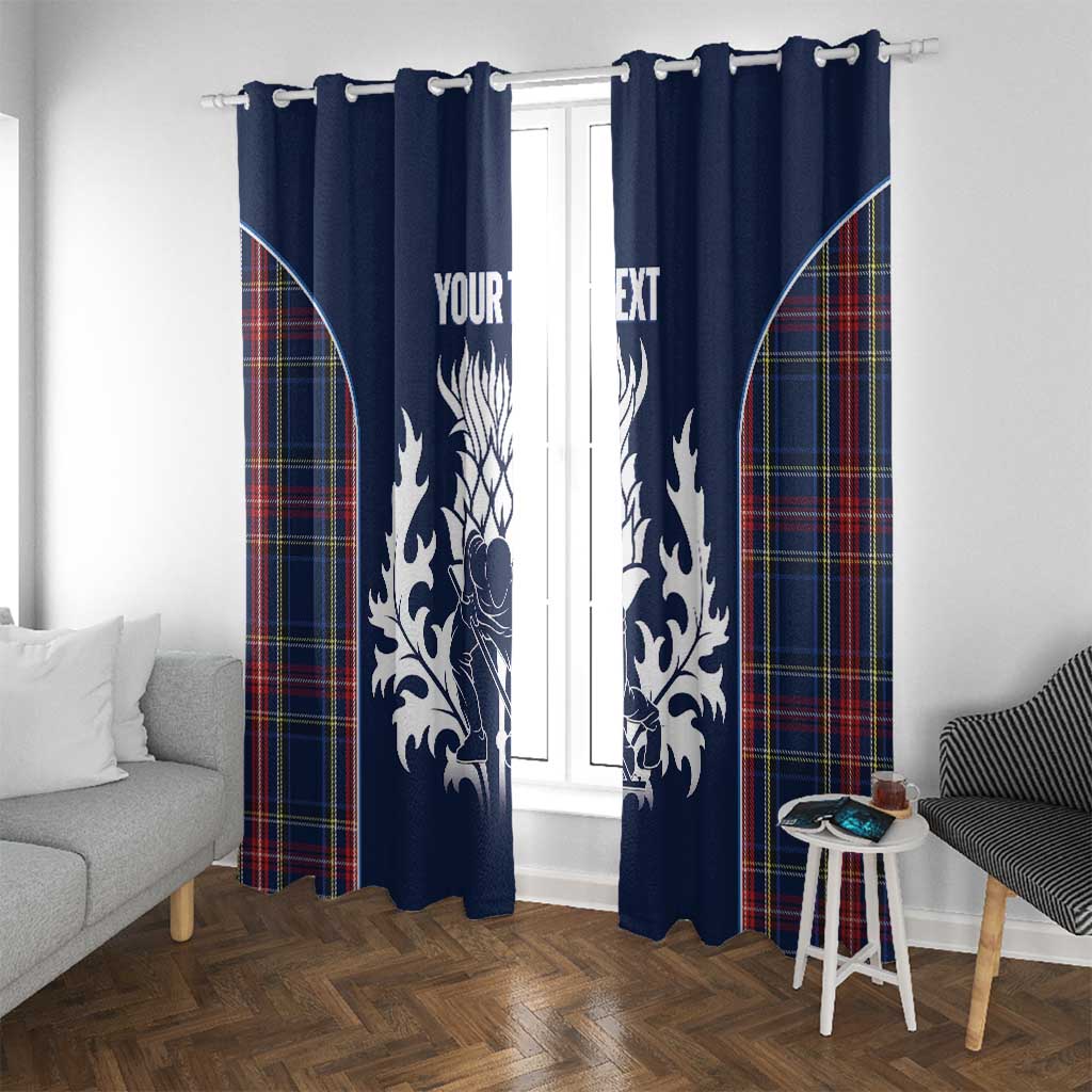 Custom Scotland Curling Window Curtain Scottish Thistle Mix Tartan Pattern - Wonder Print Shop