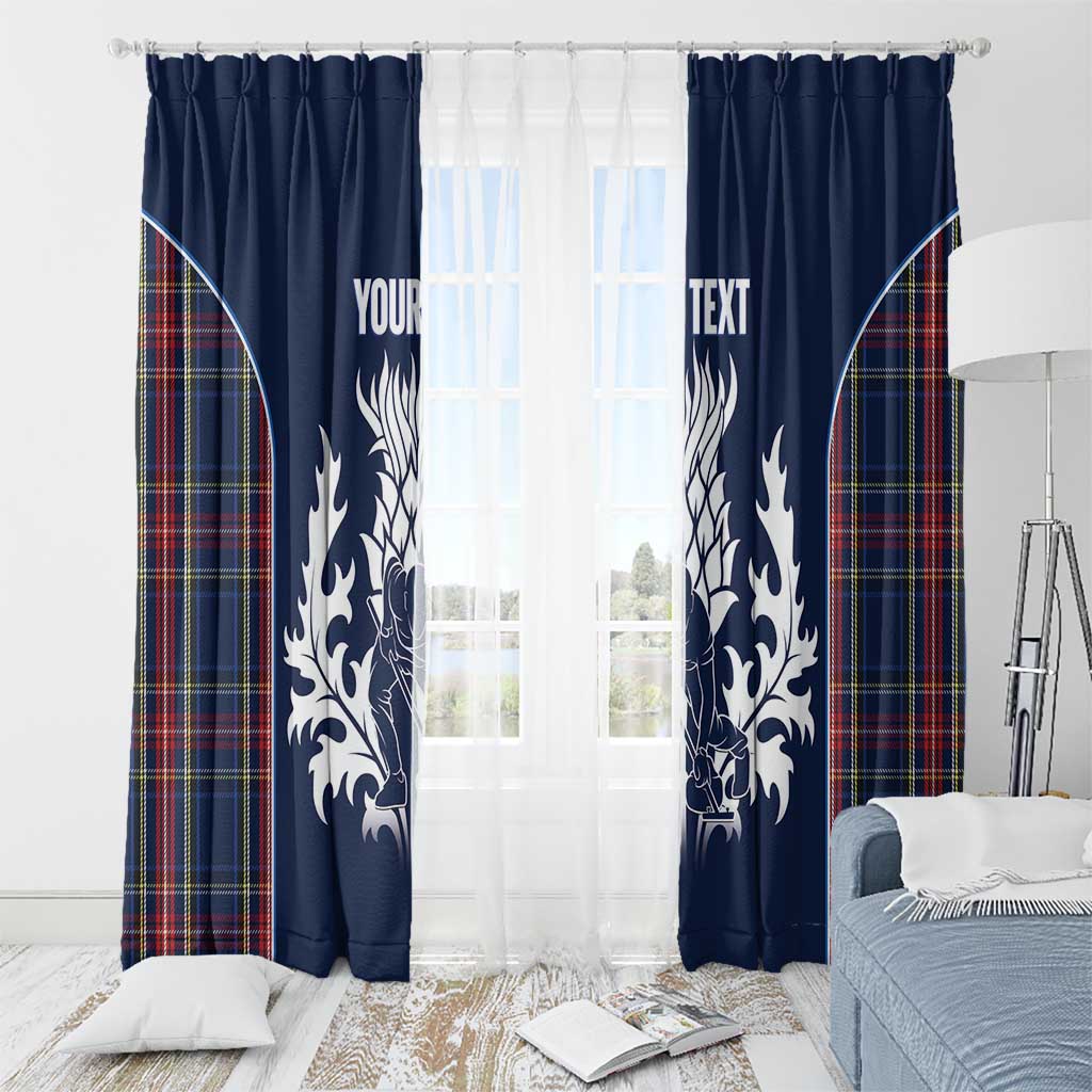 Custom Scotland Curling Window Curtain Scottish Thistle Mix Tartan Pattern - Wonder Print Shop