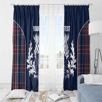 Custom Scotland Curling Window Curtain Scottish Thistle Mix Tartan Pattern - Wonder Print Shop