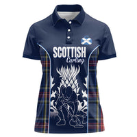 Custom Scotland Curling Women Polo Shirt Scottish Thistle Mix Tartan Pattern - Wonder Print Shop