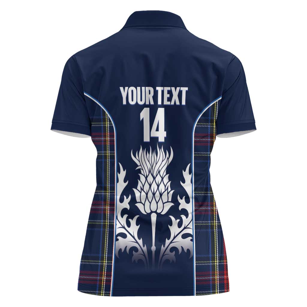 Custom Scotland Curling Women Polo Shirt Scottish Thistle Mix Tartan Pattern - Wonder Print Shop