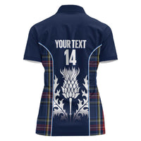 Custom Scotland Curling Women Polo Shirt Scottish Thistle Mix Tartan Pattern - Wonder Print Shop