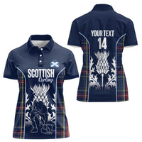 Custom Scotland Curling Women Polo Shirt Scottish Thistle Mix Tartan Pattern - Wonder Print Shop