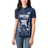 Custom Scotland Curling Women Polo Shirt Scottish Thistle Mix Tartan Pattern - Wonder Print Shop
