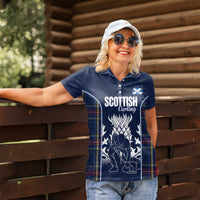 Custom Scotland Curling Women Polo Shirt Scottish Thistle Mix Tartan Pattern - Wonder Print Shop