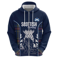 Custom Scotland Curling Zip Hoodie Scottish Thistle Mix Tartan Pattern - Wonder Print Shop