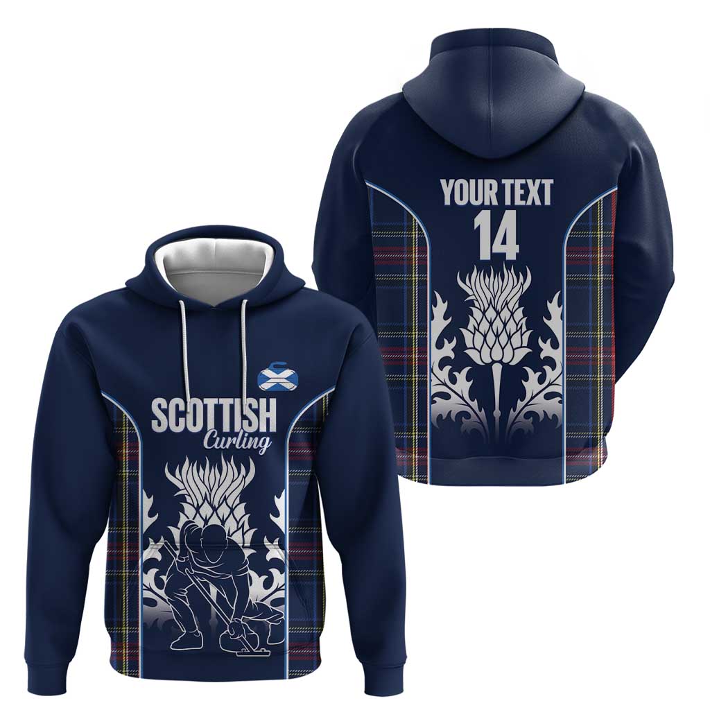 Custom Scotland Curling Zip Hoodie Scottish Thistle Mix Tartan Pattern - Wonder Print Shop