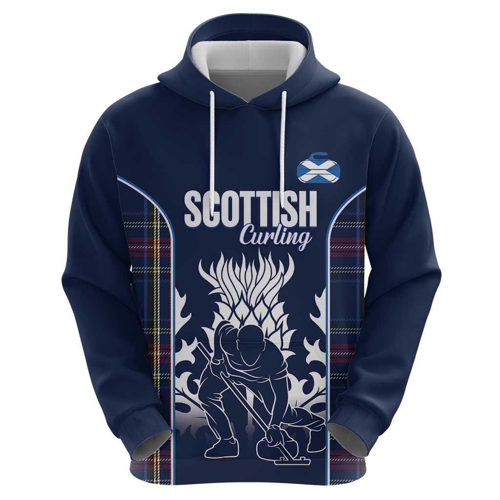 Custom Scotland Curling Zip Hoodie Scottish Thistle Mix Tartan Pattern - Wonder Print Shop