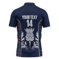 Custom Scotland Curling Zipper Polo Shirt Scottish Thistle Mix Tartan Pattern - Wonder Print Shop