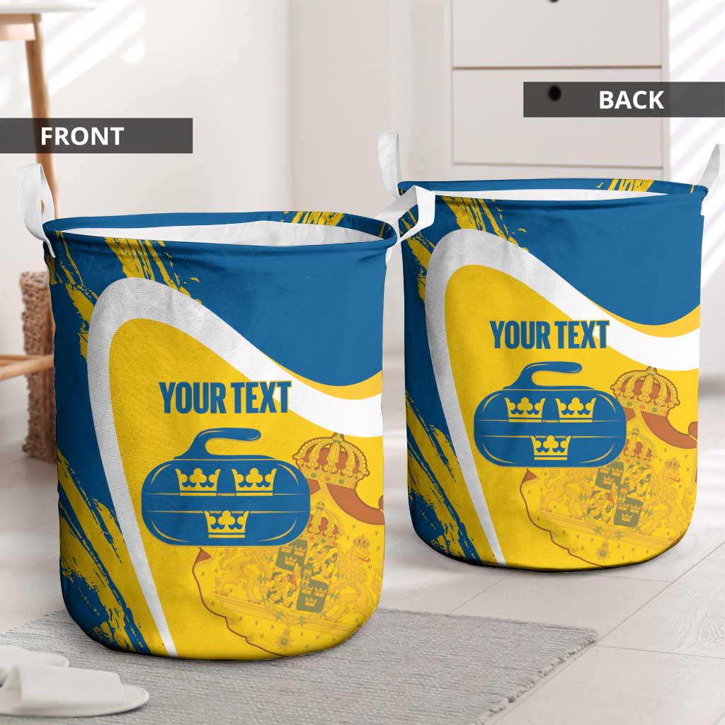Custom Sweden Curling Laundry Basket Konungariket Sverige Tre Kronor Grunge Style - Wonder Print Shop
