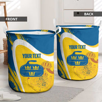 Custom Sweden Curling Laundry Basket Konungariket Sverige Tre Kronor Grunge Style - Wonder Print Shop