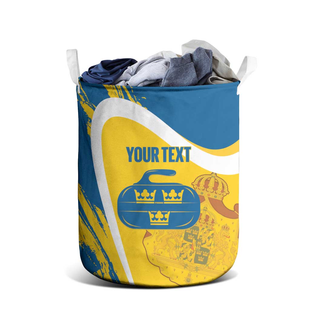 Custom Sweden Curling Laundry Basket Konungariket Sverige Tre Kronor Grunge Style - Wonder Print Shop