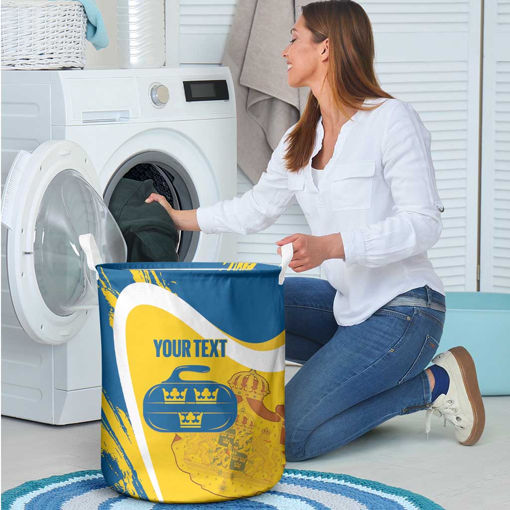 Custom Sweden Curling Laundry Basket Konungariket Sverige Tre Kronor Grunge Style - Wonder Print Shop