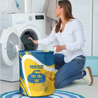 Custom Sweden Curling Laundry Basket Konungariket Sverige Tre Kronor Grunge Style - Wonder Print Shop