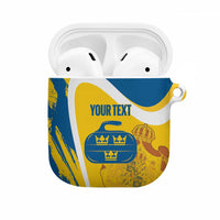 Custom Sweden Curling AirPods Case Konungariket Sverige Tre Kronor Grunge Style - Wonder Print Shop