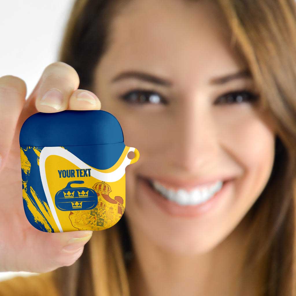 Custom Sweden Curling AirPods Case Konungariket Sverige Tre Kronor Grunge Style - Wonder Print Shop