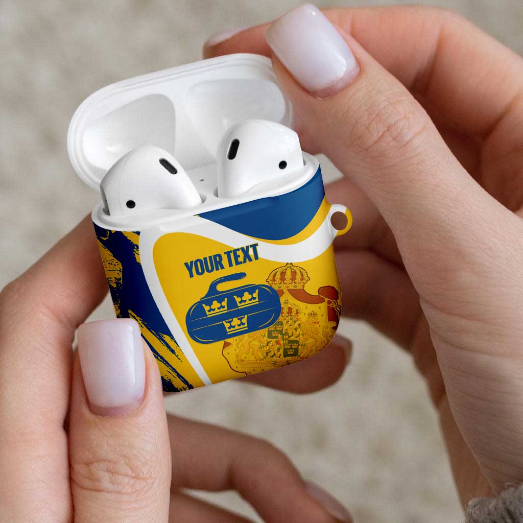 Custom Sweden Curling AirPods Case Konungariket Sverige Tre Kronor Grunge Style - Wonder Print Shop