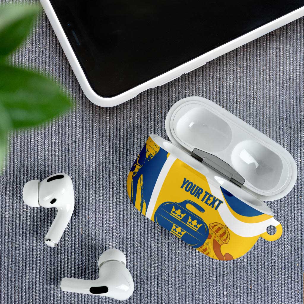 Custom Sweden Curling AirPods Case Konungariket Sverige Tre Kronor Grunge Style - Wonder Print Shop