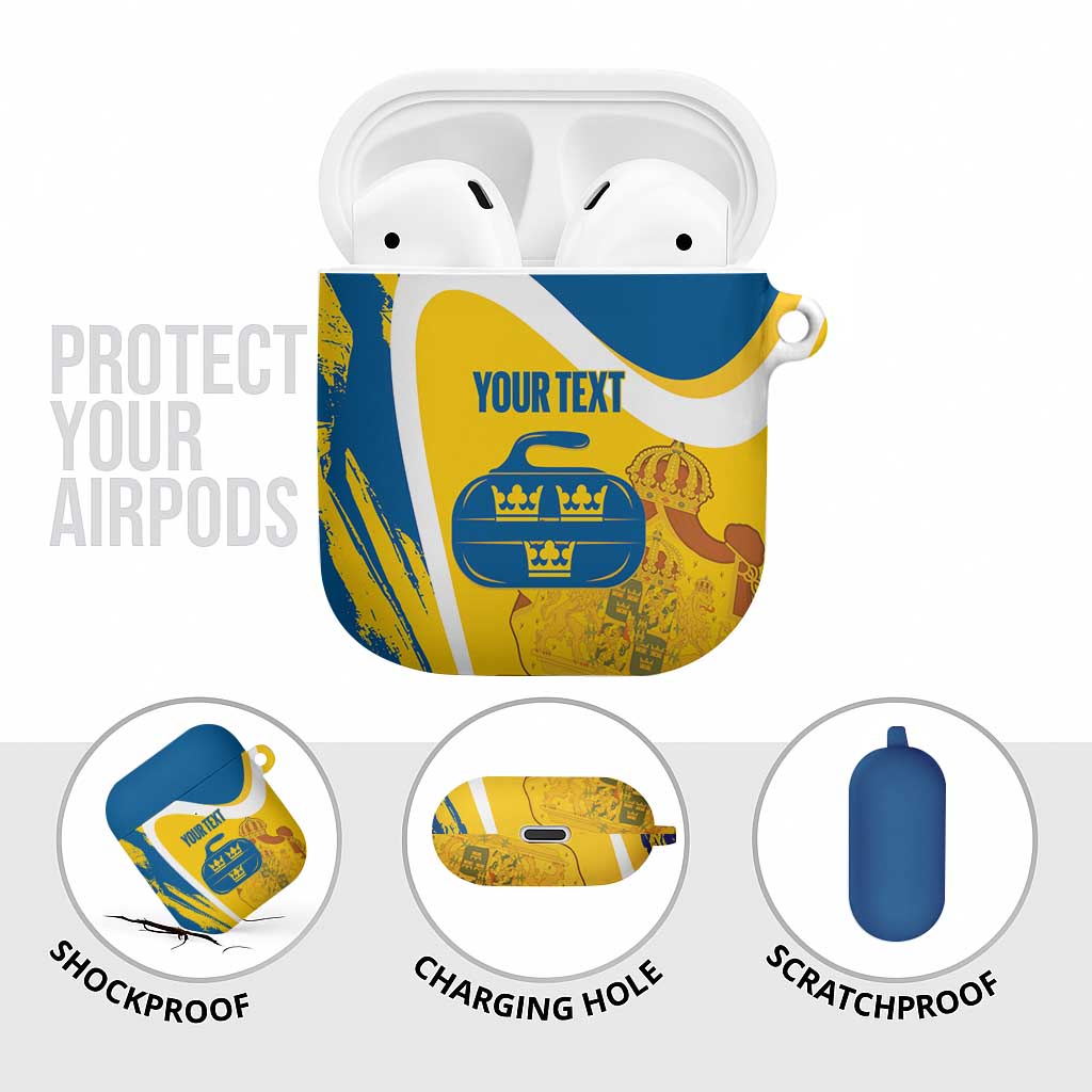 Custom Sweden Curling AirPods Case Konungariket Sverige Tre Kronor Grunge Style - Wonder Print Shop