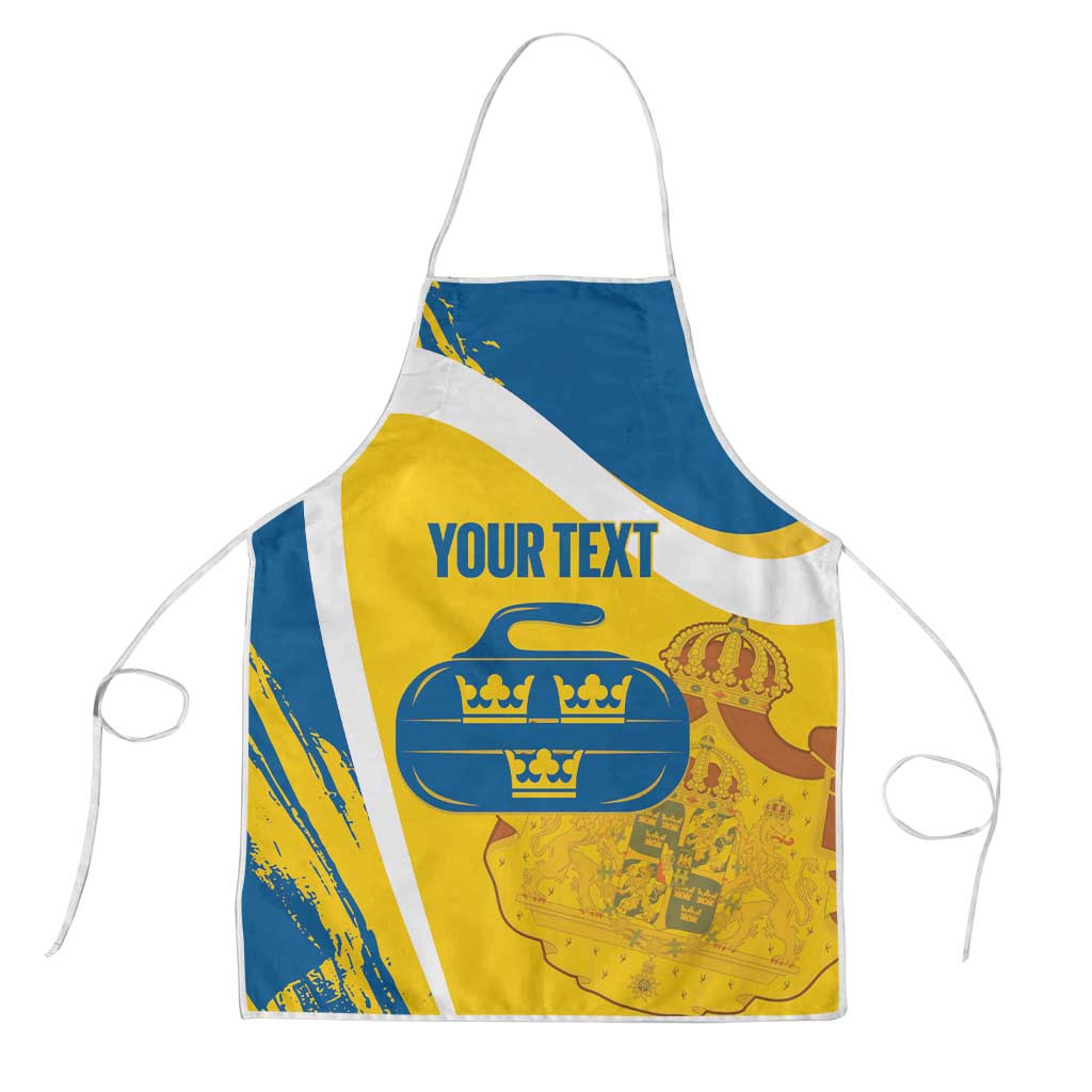 Custom Sweden Curling Apron Konungariket Sverige Tre Kronor Grunge Style - Wonder Print Shop