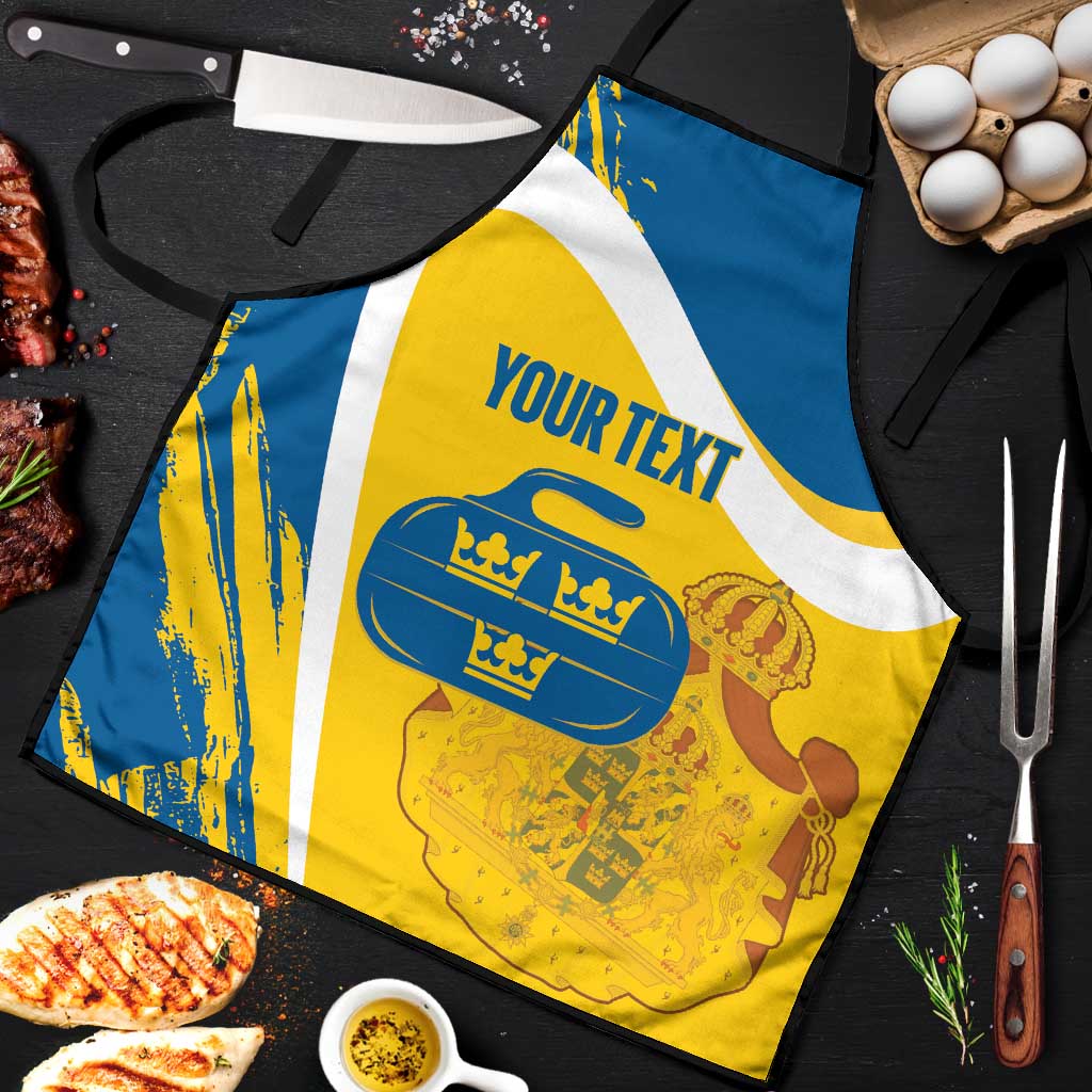 Custom Sweden Curling Apron Konungariket Sverige Tre Kronor Grunge Style - Wonder Print Shop