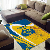 Custom Sweden Curling Area Rug Konungariket Sverige Tre Kronor Grunge Style - Wonder Print Shop