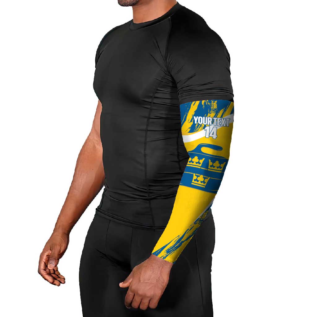 Custom Sweden Curling Arm Sleeves Konungariket Sverige Tre Kronor Grunge Style - Wonder Print Shop