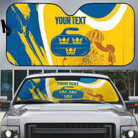 Custom Sweden Curling Auto Sun Shade Konungariket Sverige Tre Kronor Grunge Style - Wonder Print Shop