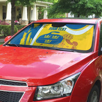 Custom Sweden Curling Auto Sun Shade Konungariket Sverige Tre Kronor Grunge Style - Wonder Print Shop