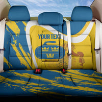 Custom Sweden Curling Back Car Seat Cover Konungariket Sverige Tre Kronor Grunge Style - Wonder Print Shop