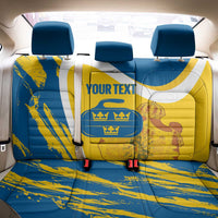 Custom Sweden Curling Back Car Seat Cover Konungariket Sverige Tre Kronor Grunge Style - Wonder Print Shop
