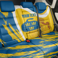 Custom Sweden Curling Back Car Seat Cover Konungariket Sverige Tre Kronor Grunge Style - Wonder Print Shop