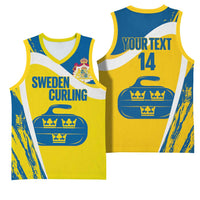 Custom Sweden Curling Basketball Jersey Konungariket Sverige Tre Kronor Grunge Style - Wonder Print Shop