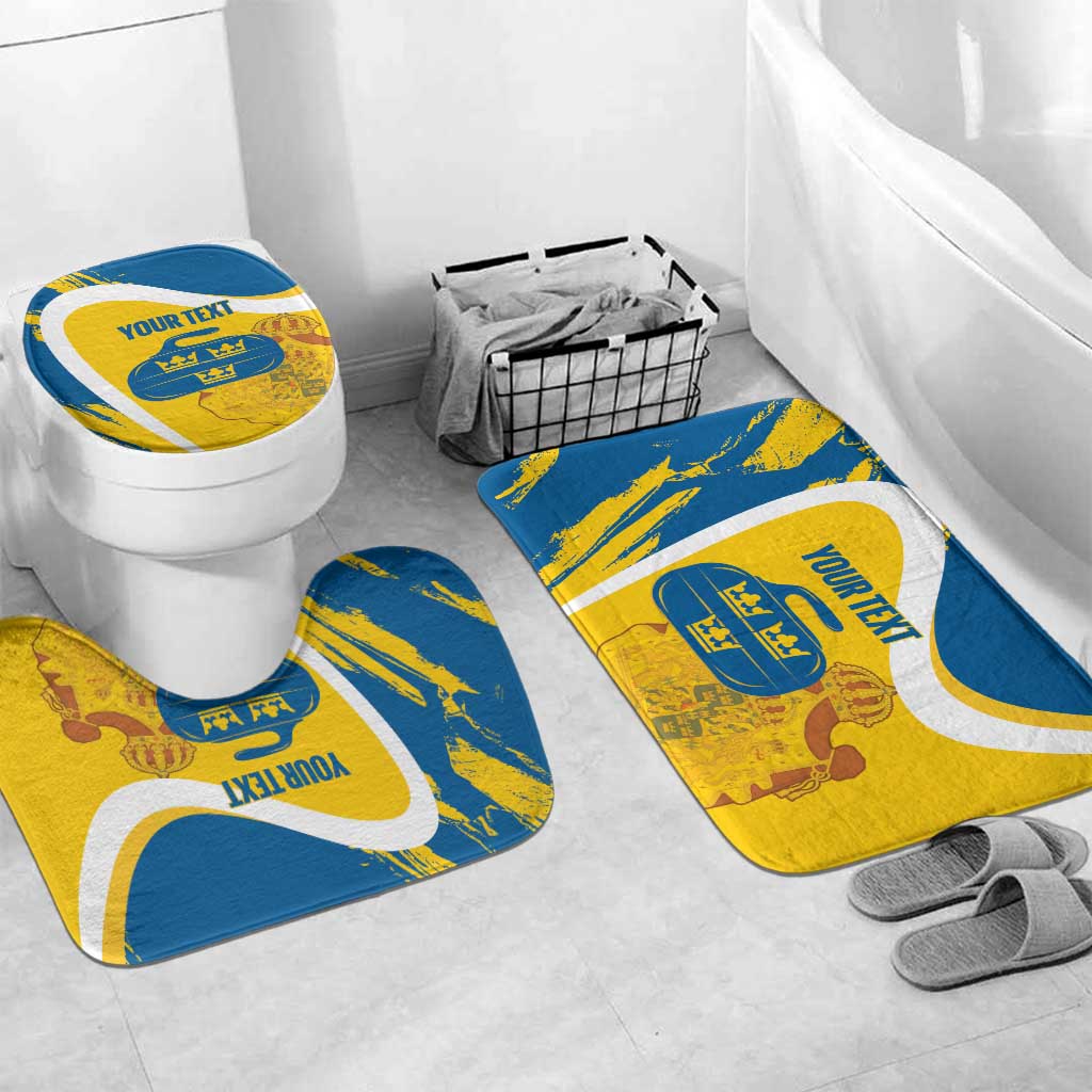 Custom Sweden Curling Bathroom Set Konungariket Sverige Tre Kronor Grunge Style - Wonder Print Shop