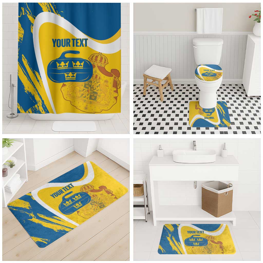 Custom Sweden Curling Bathroom Set Konungariket Sverige Tre Kronor Grunge Style - Wonder Print Shop