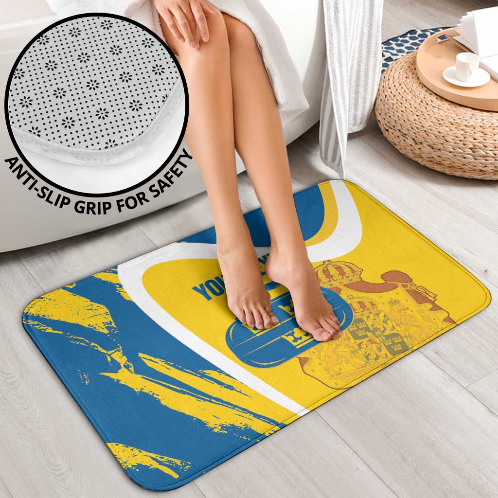 Custom Sweden Curling Bathroom Set Konungariket Sverige Tre Kronor Grunge Style - Wonder Print Shop