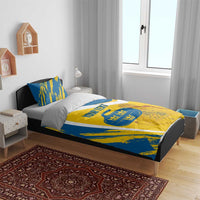 Custom Sweden Curling Bedding Set Konungariket Sverige Tre Kronor Grunge Style - Wonder Print Shop