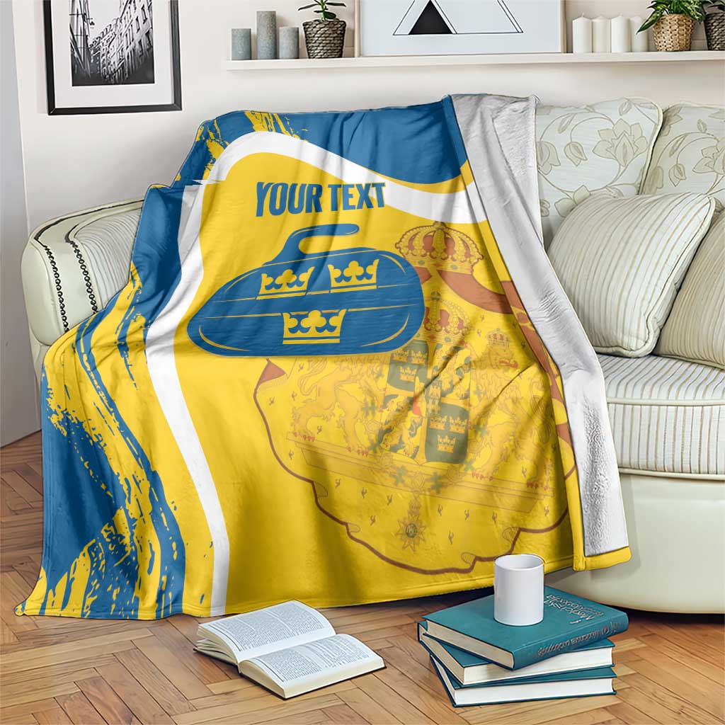 Custom Sweden Curling Blanket Konungariket Sverige Tre Kronor Grunge Style - Wonder Print Shop