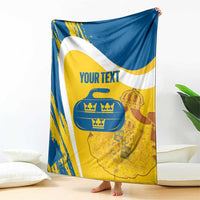 Custom Sweden Curling Blanket Konungariket Sverige Tre Kronor Grunge Style - Wonder Print Shop