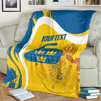 Custom Sweden Curling Blanket Konungariket Sverige Tre Kronor Grunge Style - Wonder Print Shop