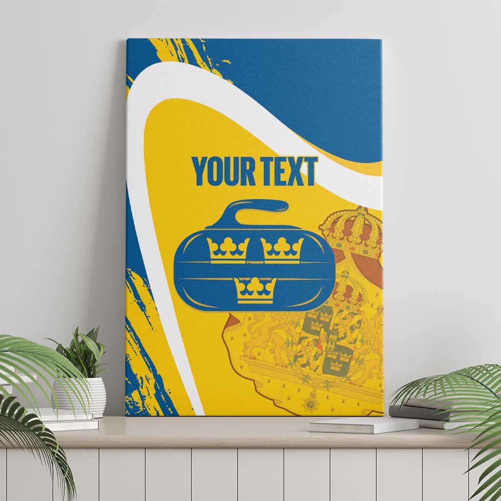 Custom Sweden Curling Canvas Wall Art Konungariket Sverige Tre Kronor Grunge Style - Wonder Print Shop