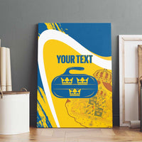 Custom Sweden Curling Canvas Wall Art Konungariket Sverige Tre Kronor Grunge Style - Wonder Print Shop