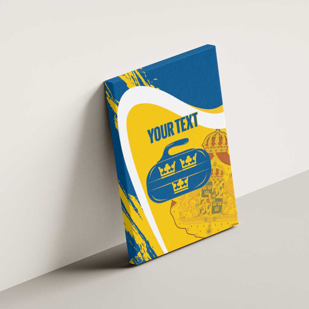 Custom Sweden Curling Canvas Wall Art Konungariket Sverige Tre Kronor Grunge Style - Wonder Print Shop