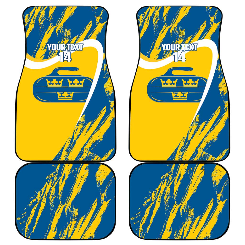 Custom Sweden Curling Car Mats Konungariket Sverige Tre Kronor Grunge Style - Wonder Print Shop