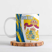 Custom Sweden Curling Ceramic Mug Konungariket Sverige Tre Kronor Grunge Style - Wonder Print Shop