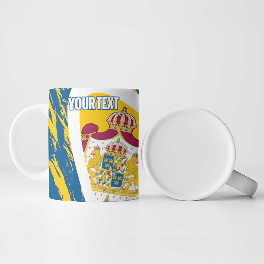 Custom Sweden Curling Ceramic Mug Konungariket Sverige Tre Kronor Grunge Style - Wonder Print Shop
