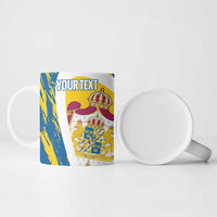 Custom Sweden Curling Ceramic Mug Konungariket Sverige Tre Kronor Grunge Style - Wonder Print Shop