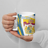 Custom Sweden Curling Ceramic Mug Konungariket Sverige Tre Kronor Grunge Style - Wonder Print Shop