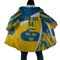 Custom Sweden Curling Cloak Konungariket Sverige Tre Kronor Grunge Style - Wonder Print Shop