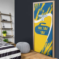 Custom Sweden Curling Door Cover Konungariket Sverige Tre Kronor Grunge Style - Wonder Print Shop